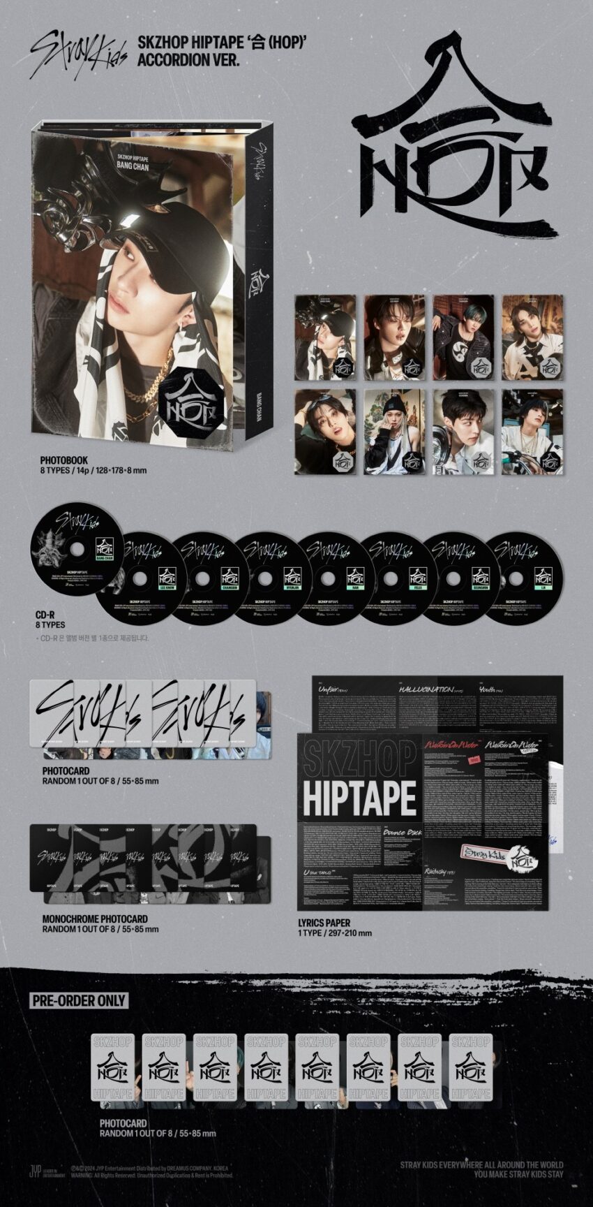 STRAY KIDS - SKZHOP HIPTAPE [合 (HOP)] (ACCORDION VER.) RANDOM