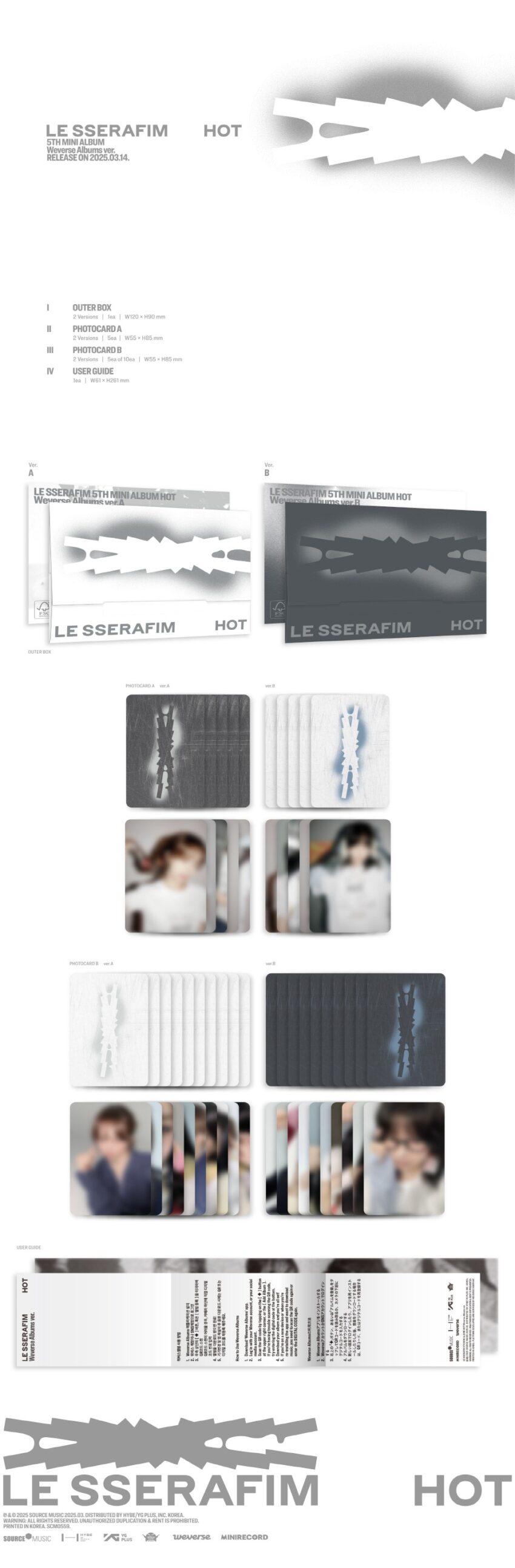 LE SSERAFIM - [HOT] (5TH MINI ALBUM) (weverse Ver.) A RANDOM VER.