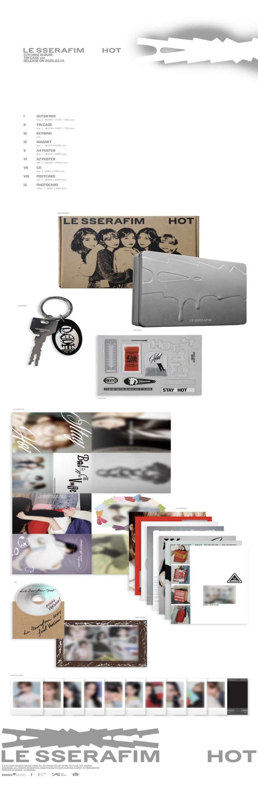 LE SSERAFIM - [HOT] (5TH MINI ALBUM) TIN CASE VER.