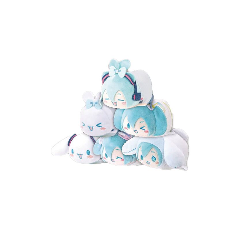 Pre-Order: SANRIO CINNAMOROLL MIKU HATSUNE LAYING PLUSH 6PC BMB DS. Estimate Ship Date May 2025