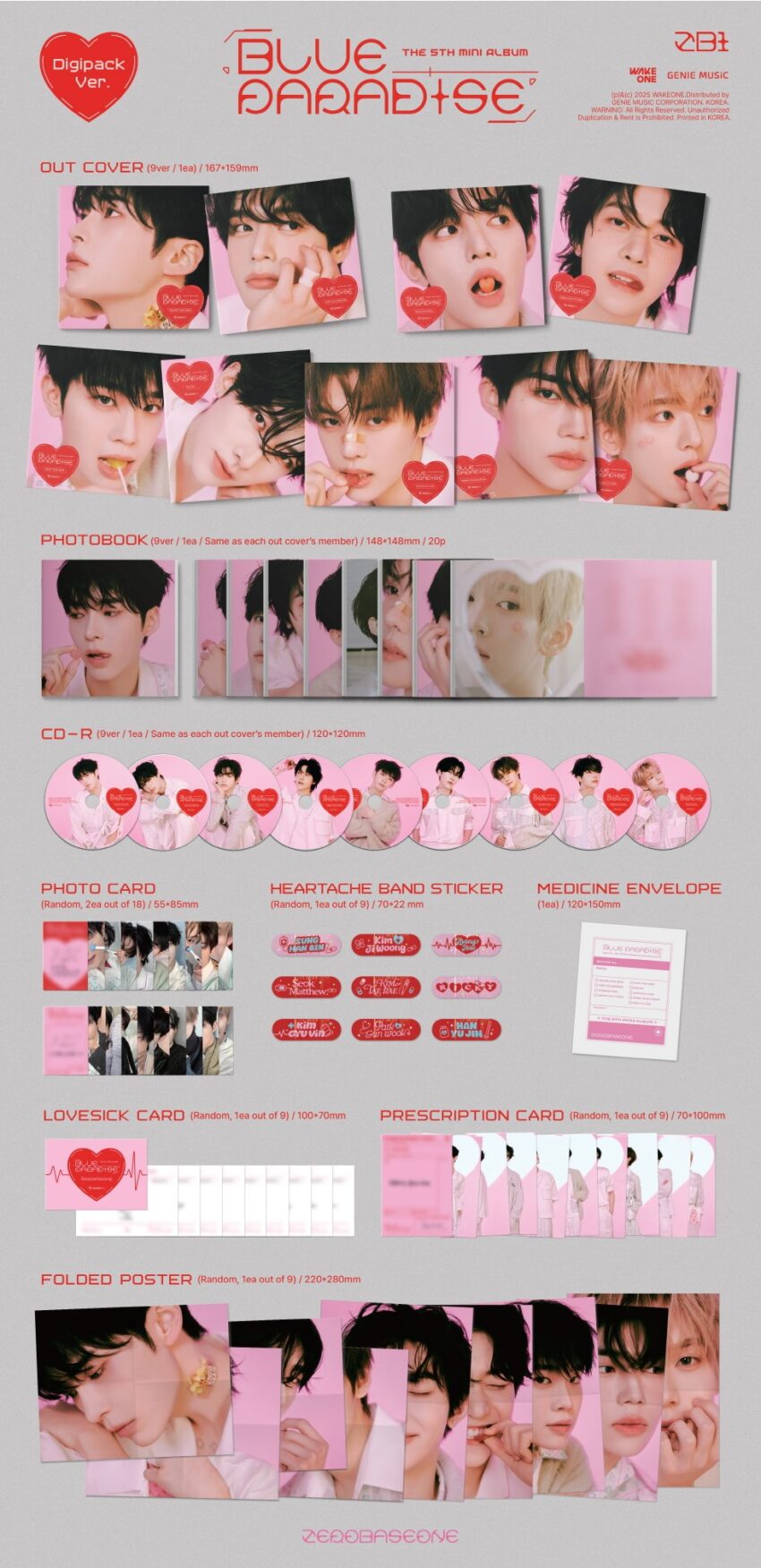 ZEROBASEONE - [BLUE PARADISE] (5TH MINI ALBUM) DIGIPACK VER. A RANDOM VER.