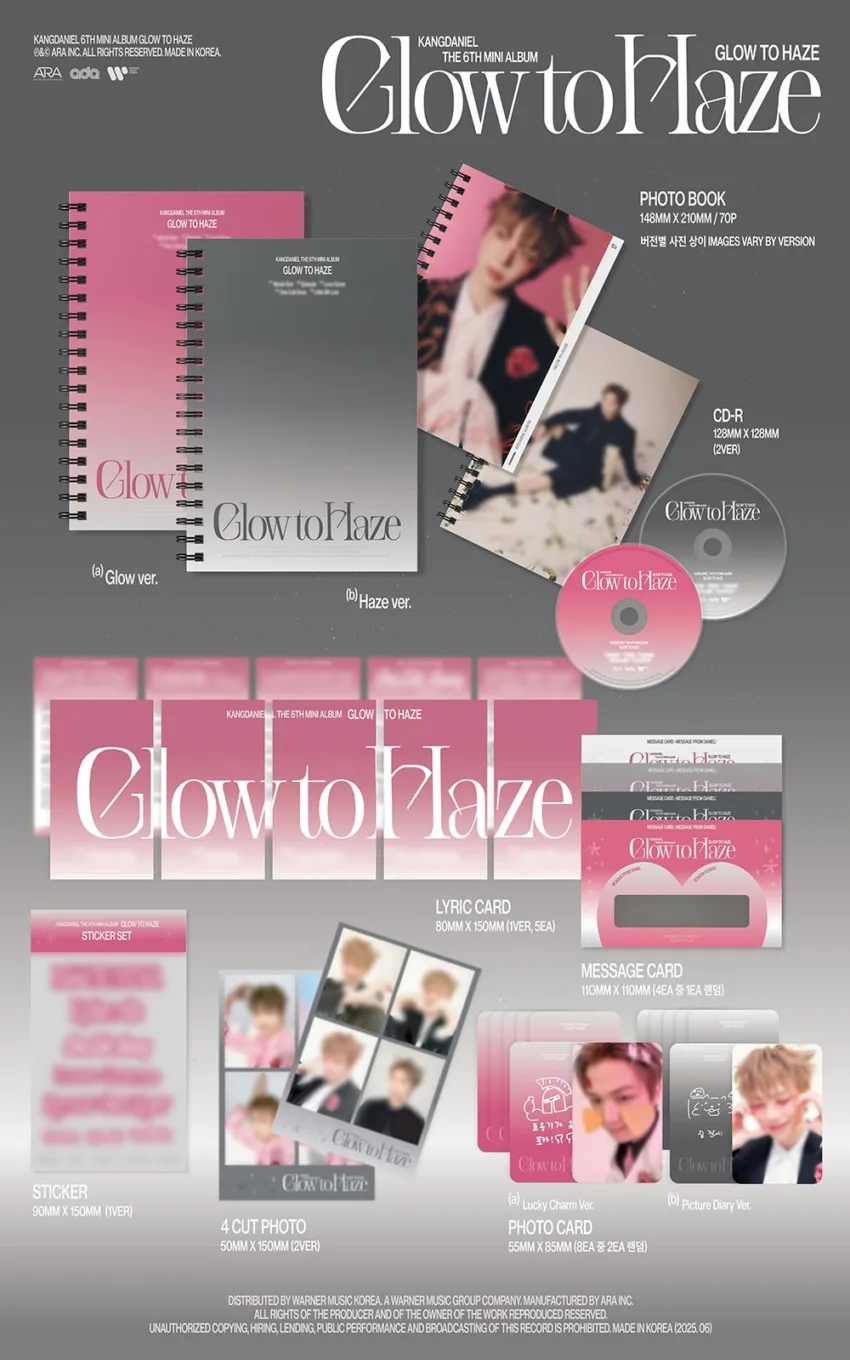 [KTOWN4U] [KANGDANIEL] GLOW TO HAZE (6TH MINI ALBUM) (PHOTO BOOK VER.) SET