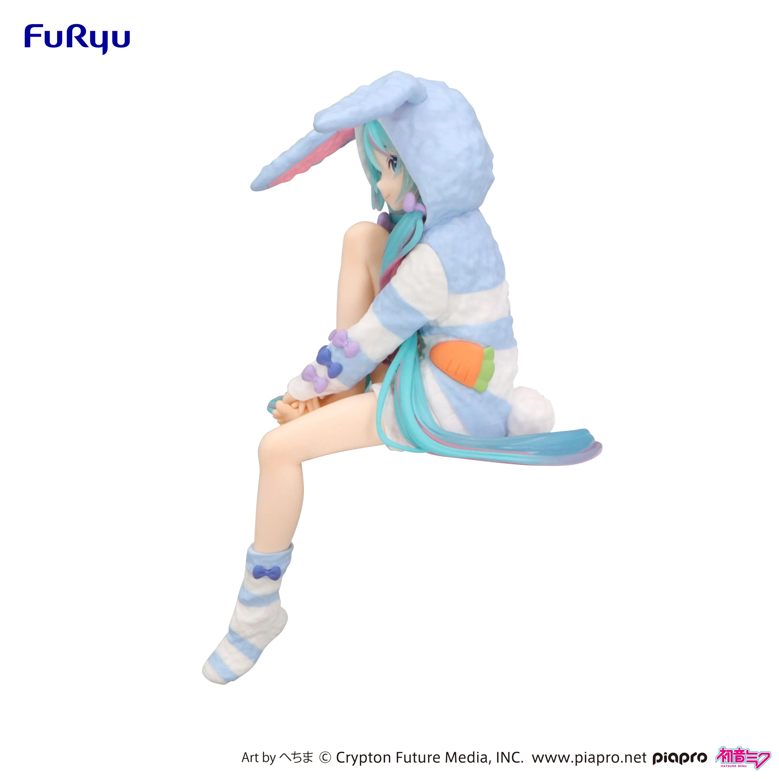 Pre order: Hatsune Miku Rabbit Ear Hood Pajama (Blue Color version) Noodle Stopper Figure. EST SHIP DATE APR 2027