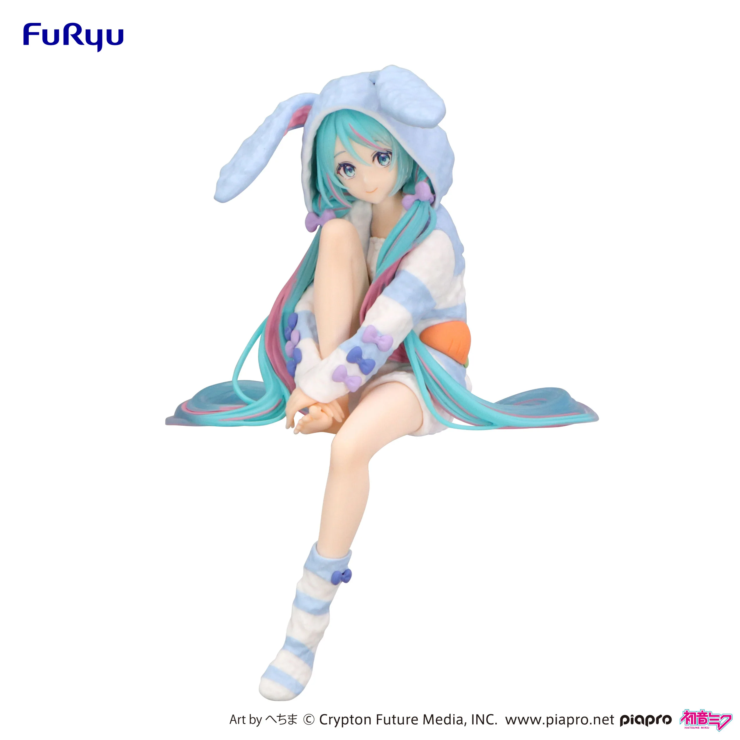 Pre order: Hatsune Miku Rabbit Ear Hood Pajama (Blue Color version) Noodle Stopper Figure. EST SHIP DATE APR 2027