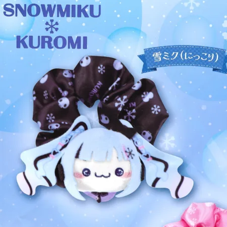 Snow Miku x Kuromi Mochipico PyokoKyun Scrunchie (Snow Miku Smile)